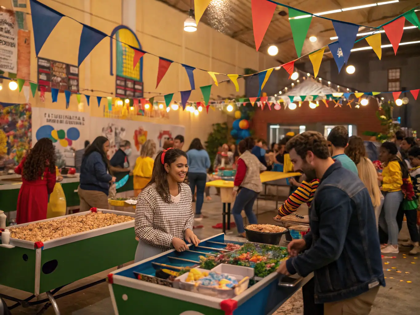A vibrant photograph capturing a community event organized by SESAM-MBOUR in Mbour, Senegal, showcasing local residents participating in a fundraising activity for the Saint-André church. The image should convey a sense of unity, joy, and cultural pride.